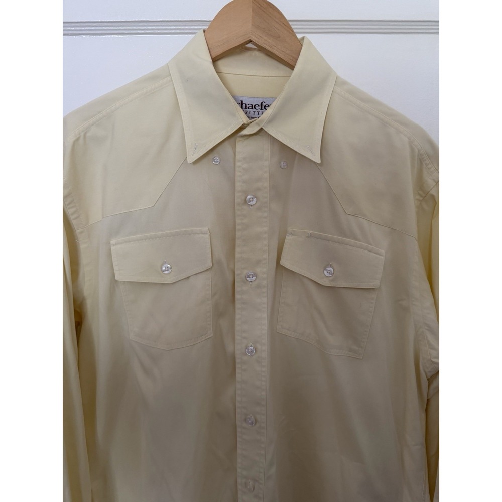 Schaefer Outfitter Light Yellow Western Button Up Shirt Men's 16 1/2 x 36/37 VTG